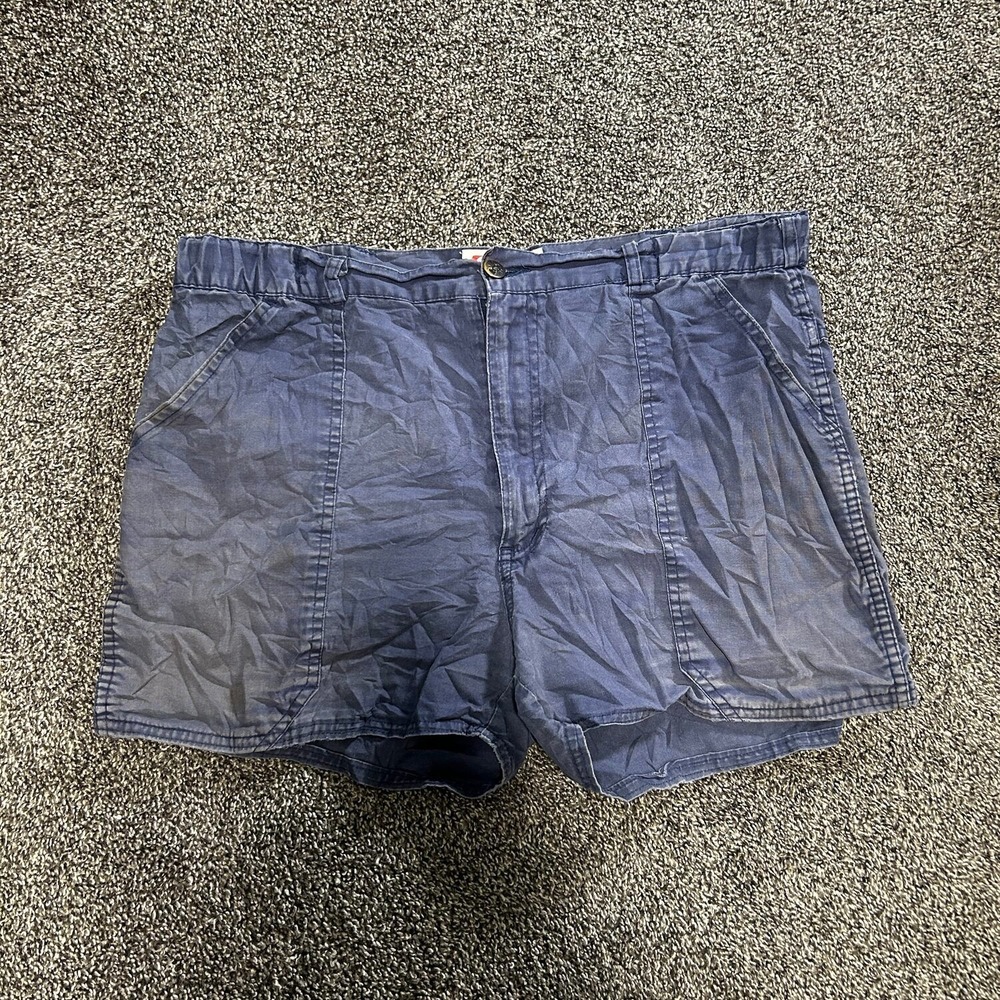 Vtg Coleman Hiking Shorts Mens L Navy Good Cotton Elastic Waist Outdoor Utility